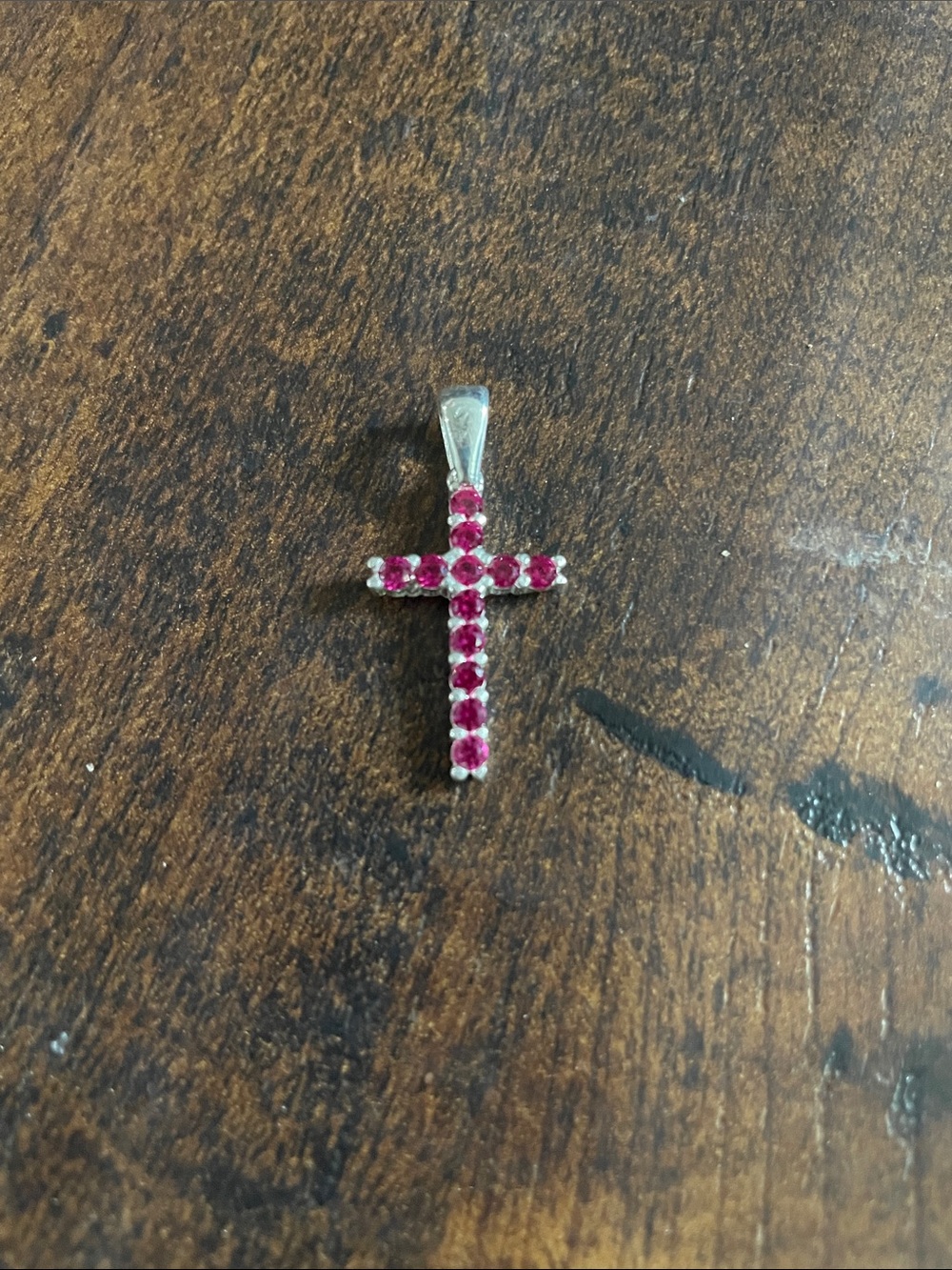 Sterling Silver Cross Pendant with Red Stones - Women Jewelry